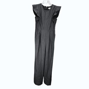 Calvin Klein Charcoal Palazzo Jumpsuit Pantsuit Denim Ruffle Sleeve Size 4